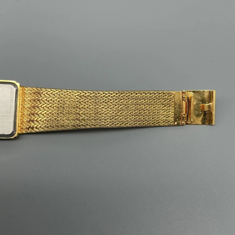 Xavier Womens Watch 25mm Black Dial Gold Tone Bracelet Gem Markers New Battery